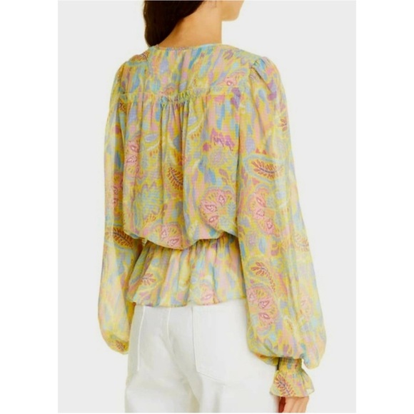 Ramy Brook • Evie Peasant Blouse in Yellow - Picture 4 of 8
